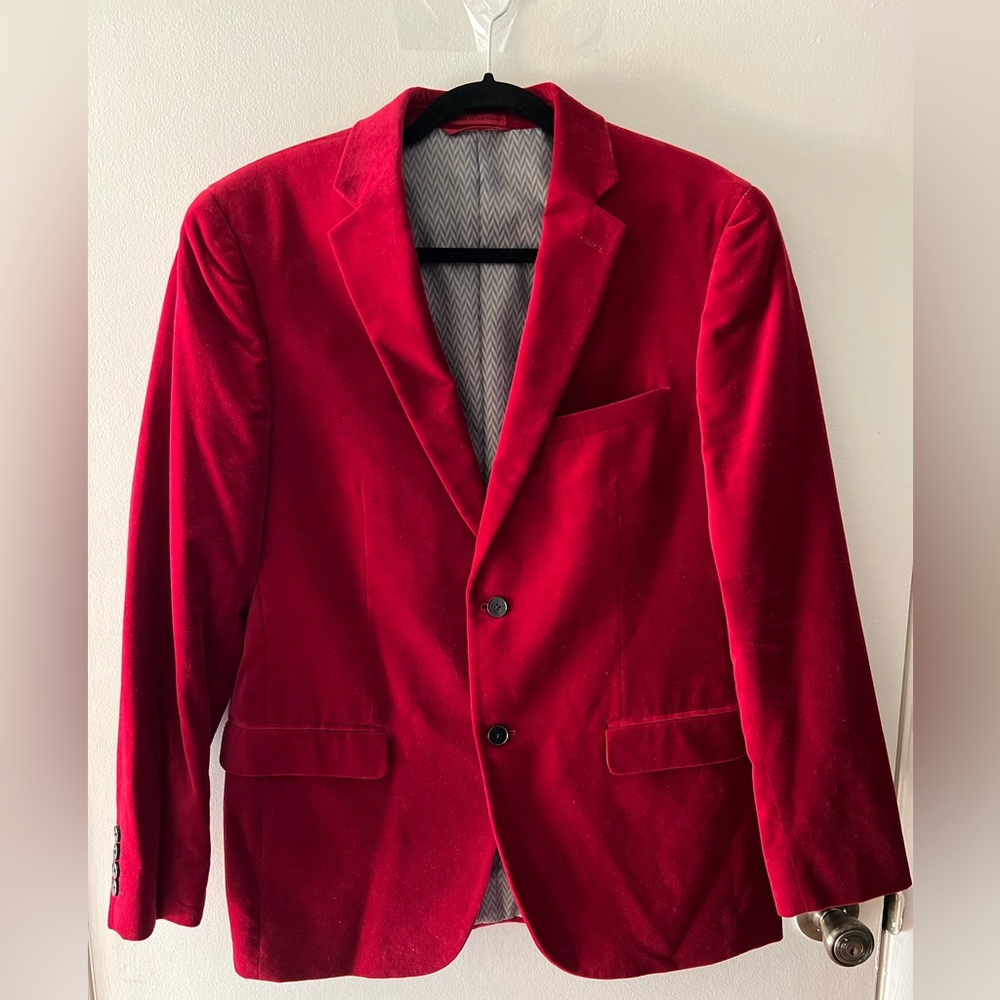 Red Velvet Blazer- Slim Fit